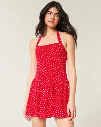 Drop-Waist Halter Mini Dress