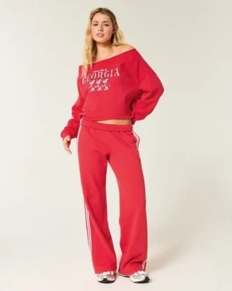 Easy Double Off-the-Shoulder University of Georgia -grafiikkapusero