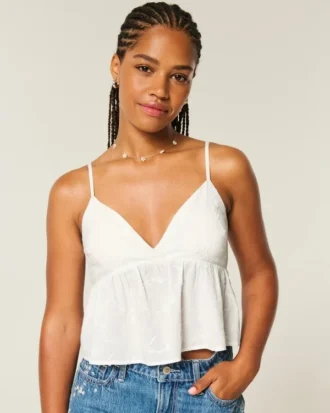 Easy Embroidered Shine Babydoll -toppi