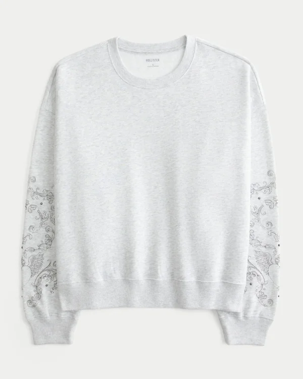 Easy Studded Graphic Crew -huppari Easy Studded Graphic Crew -huppari