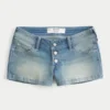 Erittäin matalat, keskipestyt denim-shortit Erittäin matalat, keskipestyt denim-shortit