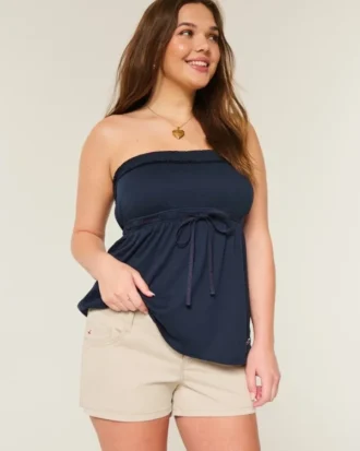 Erittäin matalat khakinväriset twill-minishortsit