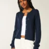 Eyelet Crew Cardigan