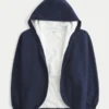 Faux Fur-Lined No-Close Fleece Cardigan Faux Fur-Lined No-Close Fleece Cardigan