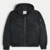 Faux Fur Trim Zip-Up Bomber Jacket Faux Fur Trim Zip-Up Bomber Jacket