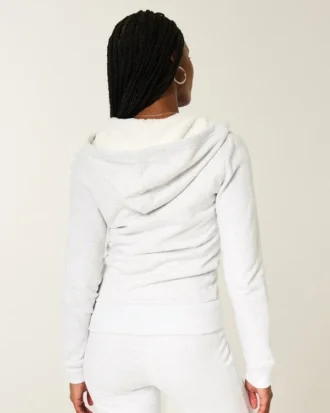 Faux Fur-vuorattu vetoketjullinen huppari