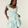 Flutter Sleeve Pinch Bust Mini Skort -mekko Flutter Sleeve Pinch Bust Mini Skort -mekko