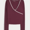 Gilly Hicks Active Tipped Wrap Top Gilly Hicks Active Tipped Wrap Top