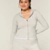 Gilly Hicks Scalloped Hem Zip-Up Hoodie Sweater Gilly Hicks Scalloped Hem Zip-Up Hoodie Sweater
