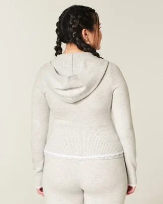 Gilly Hicks Scalloped Hem Zip-Up Hoodie Sweater Gilly Hicks Scalloped Hem Zip-Up Hoodie Sweater