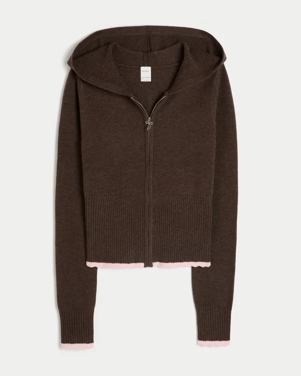 Gilly Hicks Scalloped Hem Zip-Up Hoodie Sweater Gilly Hicks Scalloped Hem Zip-Up Hoodie Sweater