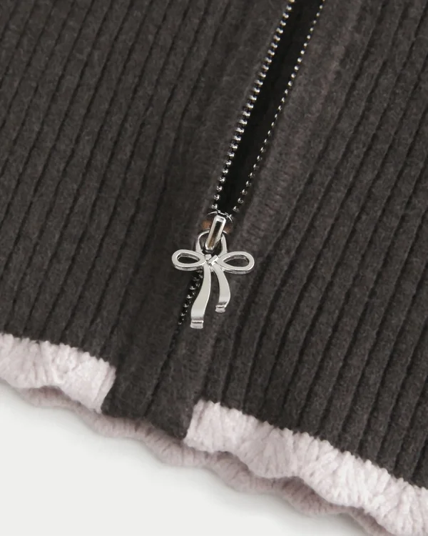 Gilly Hicks Scalloped Hem Zip-Up Hoodie Sweater Gilly Hicks Scalloped Hem Zip-Up Hoodie Sweater