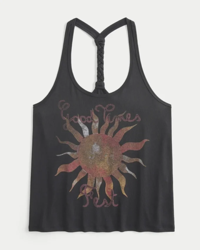 Good Times Fest -graafinen punottu racerback-toppi Good Times Fest -graafinen punottu racerback-toppi