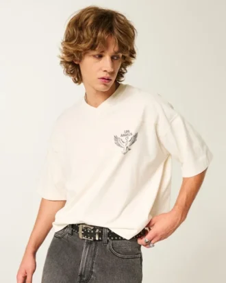 Heavyweight Baggy Crop Los Angeles Graphic Football T-paita