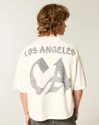 Heavyweight Baggy Crop Los Angeles Graphic Football T-paita