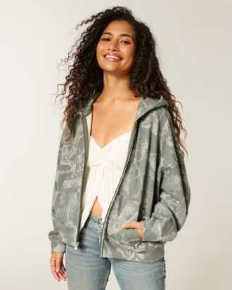 Helpoin vetoketjullinen camo-huppari