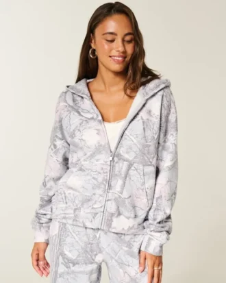 Helpoin vetoketjullinen camo-huppari