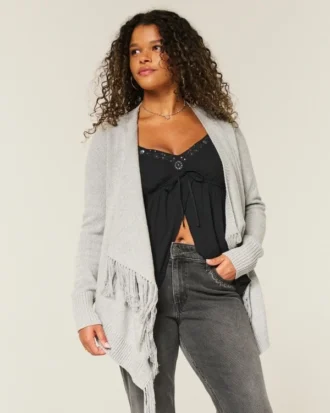 Helppo Fringe No-Close -neuletakki