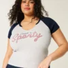 Helppo Notch-Neck Sweet ’n Sporty Graphic Baby Tee Helppo Notch-Neck Sweet ’n Sporty Graphic Baby Tee