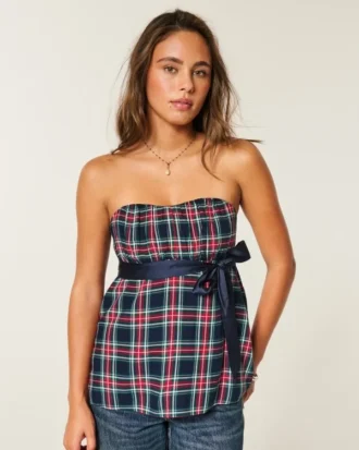Helppo olkaimeton babydoll-toppi