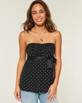 Helppo olkaimeton babydoll-toppi