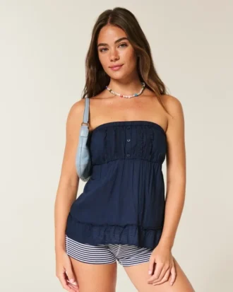 Helppo olkaimeton babydoll-toppi