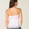 Helppo olkaimeton brodeerattu babydoll-toppi Helppo olkaimeton brodeerattu babydoll-toppi