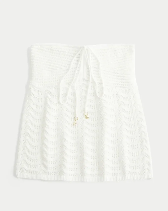 Helppo olkaimeton virkattu babydoll-toppi Helppo olkaimeton virkattu babydoll-toppi