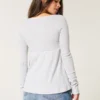 Helppo pitkähihainen Pointelle-babydoll-toppi