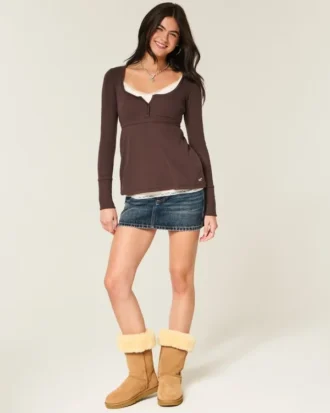 Helppo sitoa takaa Henley-babydoll-toppi