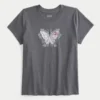 Helppo, vartaloa myötäilevä Butterfly Graphic Tee Helppo, vartaloa myötäilevä Butterfly Graphic Tee