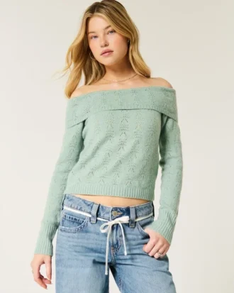 Hollister Comfy Cloud Stitchy Off-the-Shoulder -villapaita