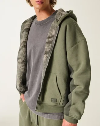 Hollister x Crocs Sherpa-vuorattu vetoketjullinen huppari