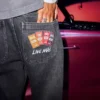 Hollister x Taco Bell Pesutut mustat brodeeratut graafiset baggy-farkut Hollister x Taco Bell Pesutut mustat brodeeratut graafiset baggy-farkut