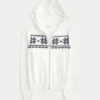 Huppu, tekoturkisreunus, Fair Isle -vetoketjullinen villapaita Huppu, tekoturkisreunus, Fair Isle -vetoketjullinen villapaita