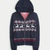 Huppu, tekoturkisreunus, Fair Isle -vetoketjullinen villapaita Huppu, tekoturkisreunus, Fair Isle -vetoketjullinen villapaita