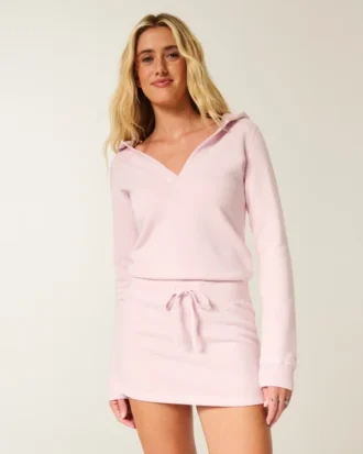 Huppuinen pitkähihainen fleece-mekko