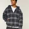 Huppuinen ruudullinen flanellinen skater-takki Huppuinen ruudullinen flanellinen skater-takki