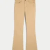 Keskikorkeat khakinväriset bootcut-farkut