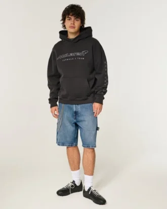 Keskipesty baggy-malliset denim-maalarihousut