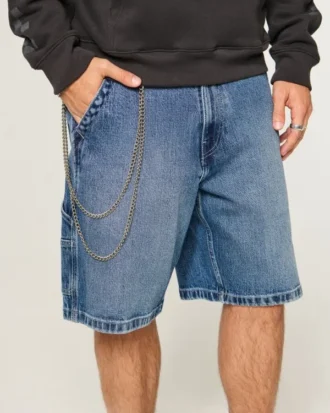 Keskipesty baggy-malliset denim-maalarihousut