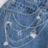 Keskipesty brodeerattu ketjujen denim-minihame Keskipesty brodeerattu ketjujen denim-minihame