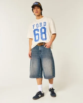 Keskipitkät denim-housut