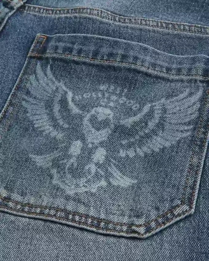 Keskivaaleat Eagle Graphic Skater Baggy -farkut Keskivaaleat Eagle Graphic Skater Baggy -farkut