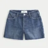 Korkeavyötäröiset, keskitummat, rennot denimshortsit 5″ Korkeavyötäröiset, keskitummat, rennot denimshortsit 5″