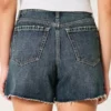 Kurvikas korkeavyötäröinen tumma pesu rento denimshortsit 5″