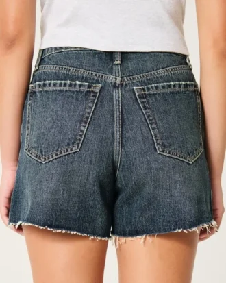 Kurvikas korkeavyötäröinen tumma pesu rento denimshortsit 5″