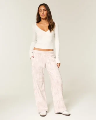 Logo-grafiikka Pink Camo Wide-Leg Sweatpants