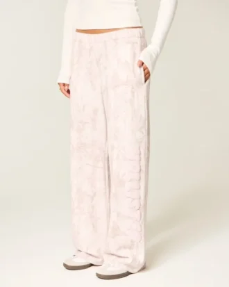 Logo-grafiikka Pink Camo Wide-Leg Sweatpants