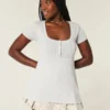 Lyhythihainen Henley-babydoll-toppi Lyhythihainen Henley-babydoll-toppi